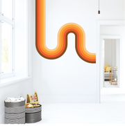  Warm retro curve stripe wall decal in mid century modern living space