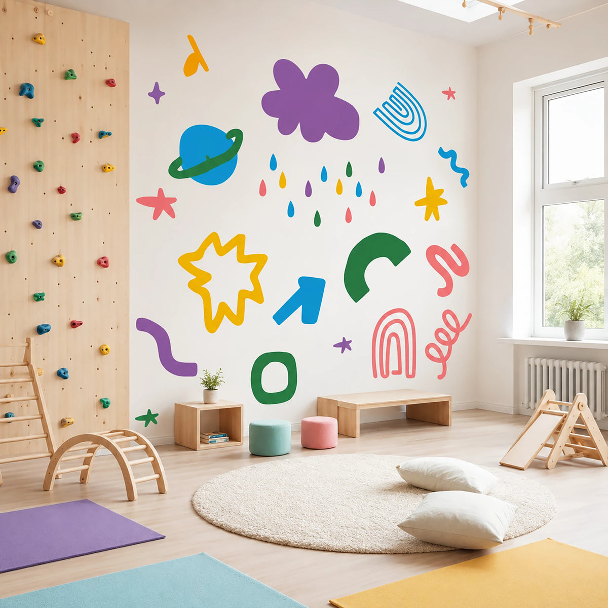Abstack Color Abstract Shape Space Wall Decals Peel & Stick Customizable Colors ...