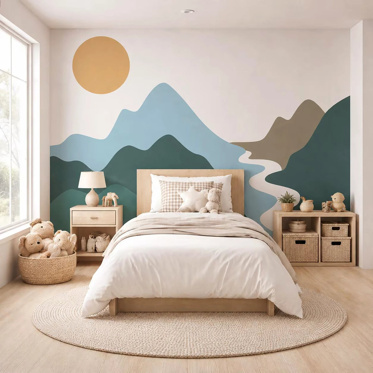 Evergreen River Mountain Wall Mural