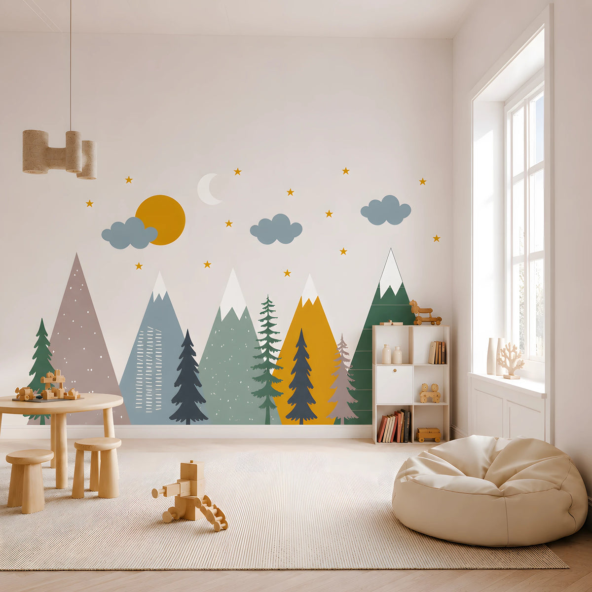 Large Geometric Mountain Wall Decal Set