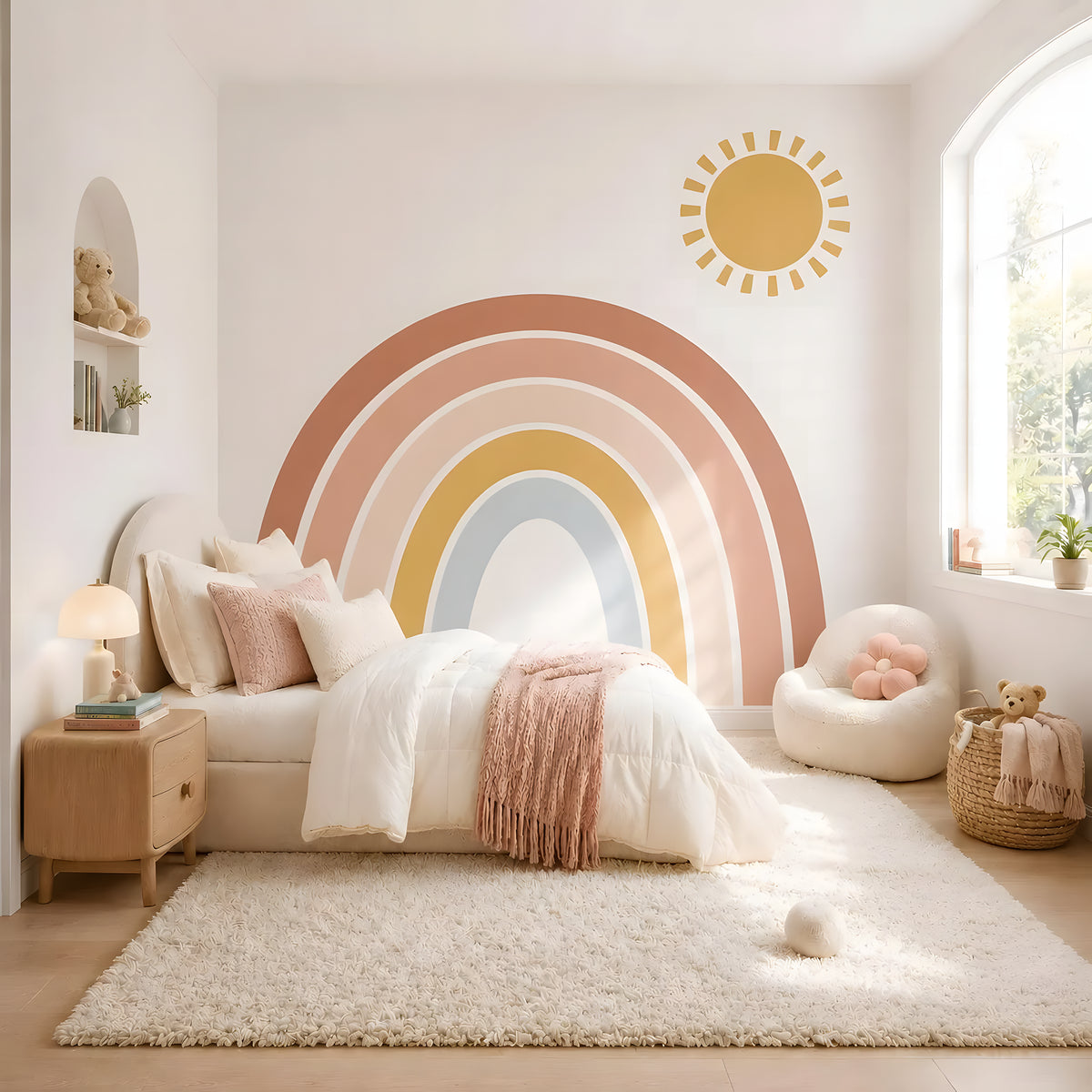 Boho Sun and Rainbow Wall Decal
