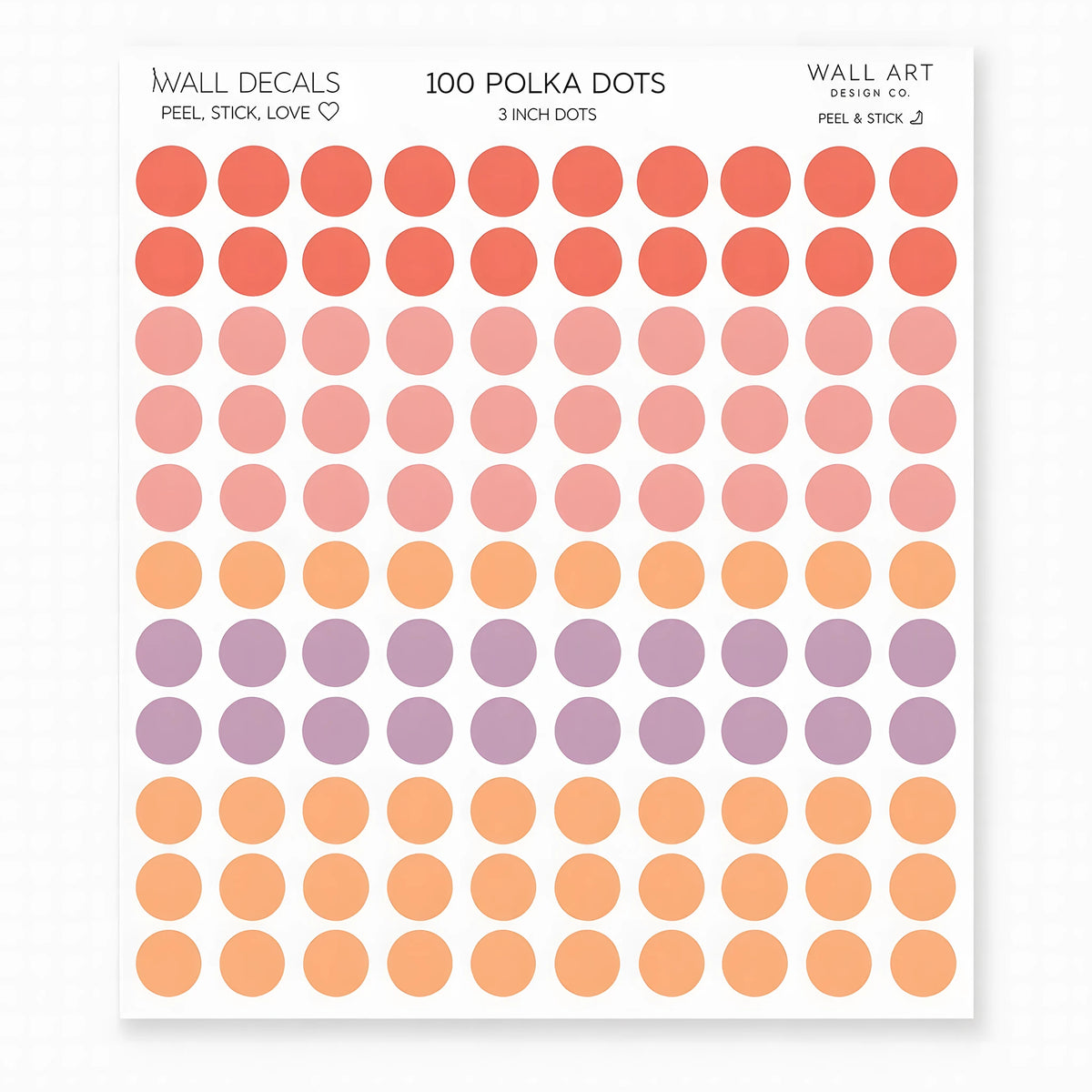 Peach Coral Confetti Dot Wall Decals