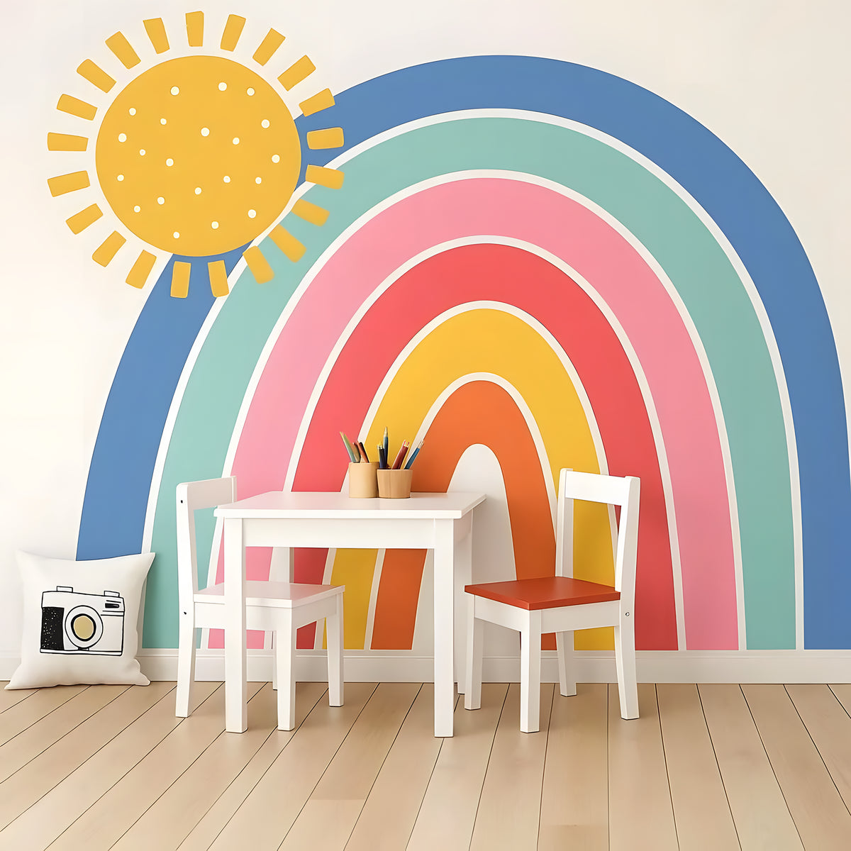 Color Pop Rainbow and Sun Wall Decal