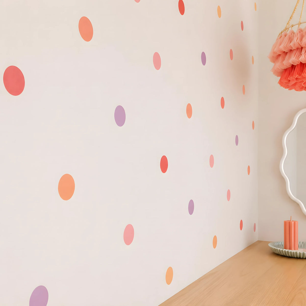 Peach Coral Confetti Dot Wall Decals