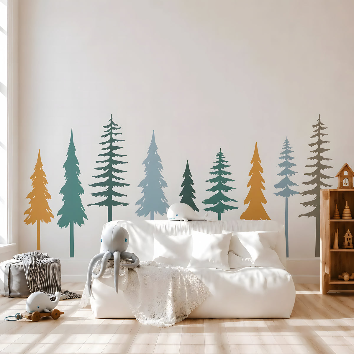 Evergreen River Pine Tree Wall Decal Set