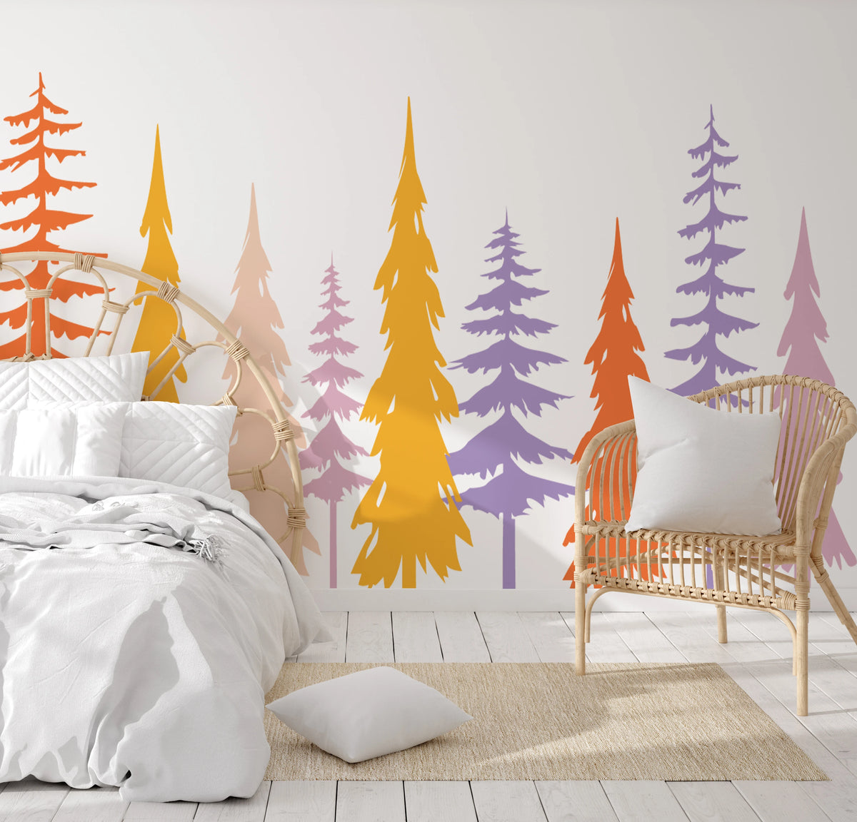 Pastel Pine Trees Wall Decals