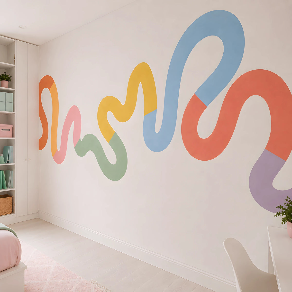 Colorful Squiggle Rainbow Wall Decal
