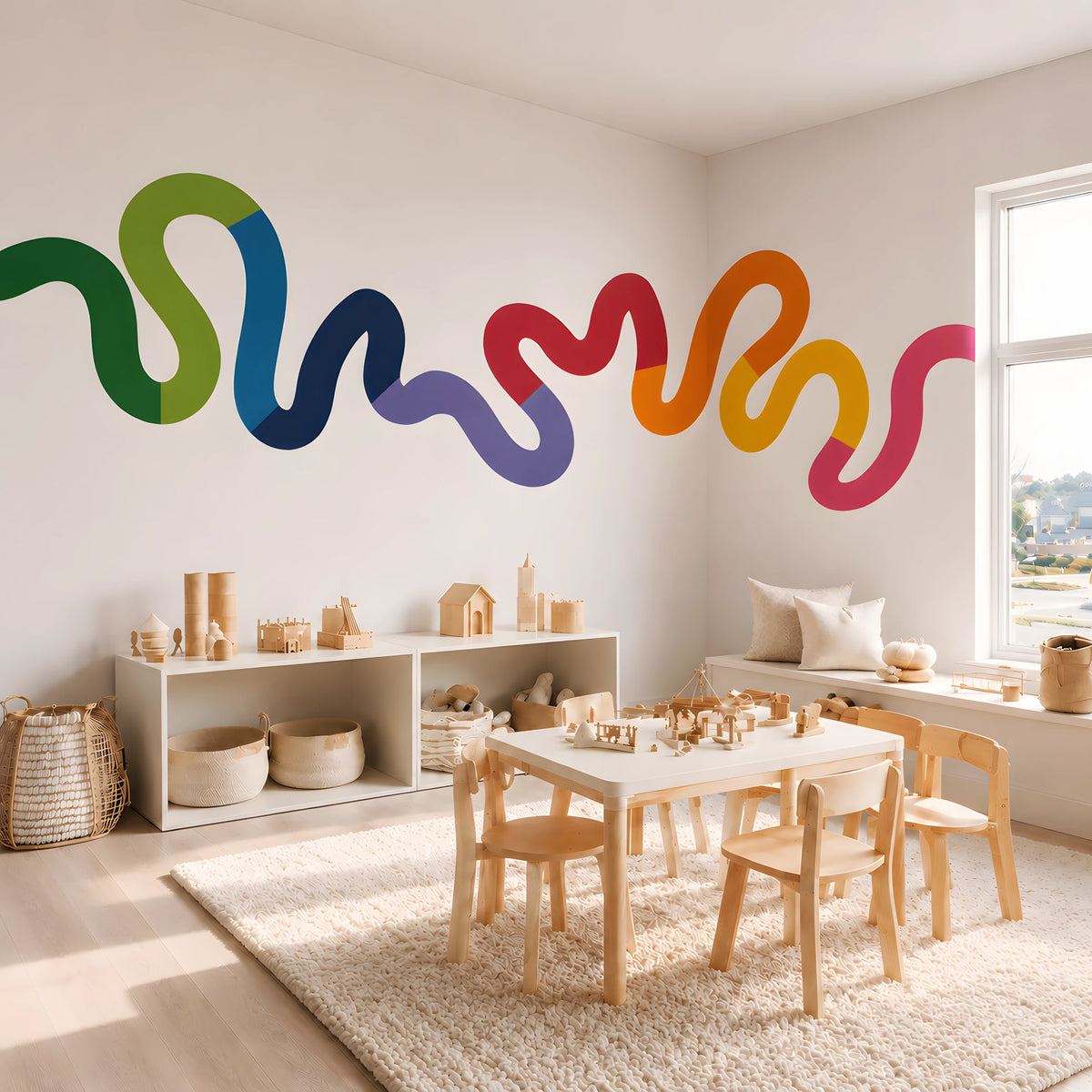 Colorful Squiggle Rainbow Wall Decal