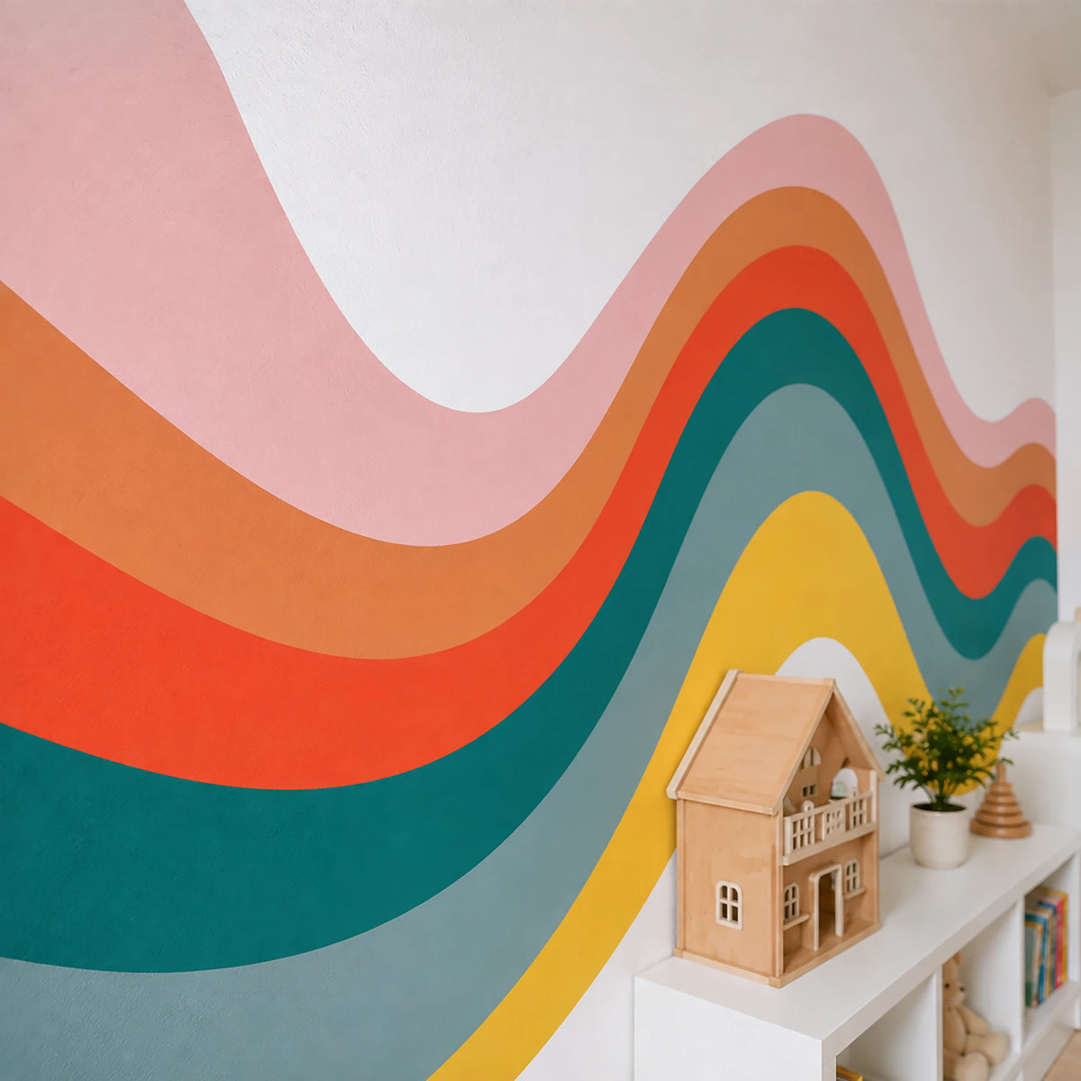 Wavy Rainbow Stripe Wall Decal