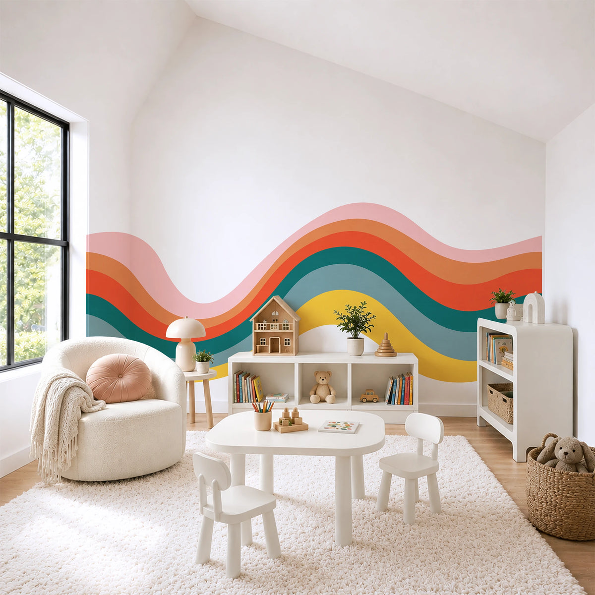 Wavy Rainbow Stripe Wall Decal