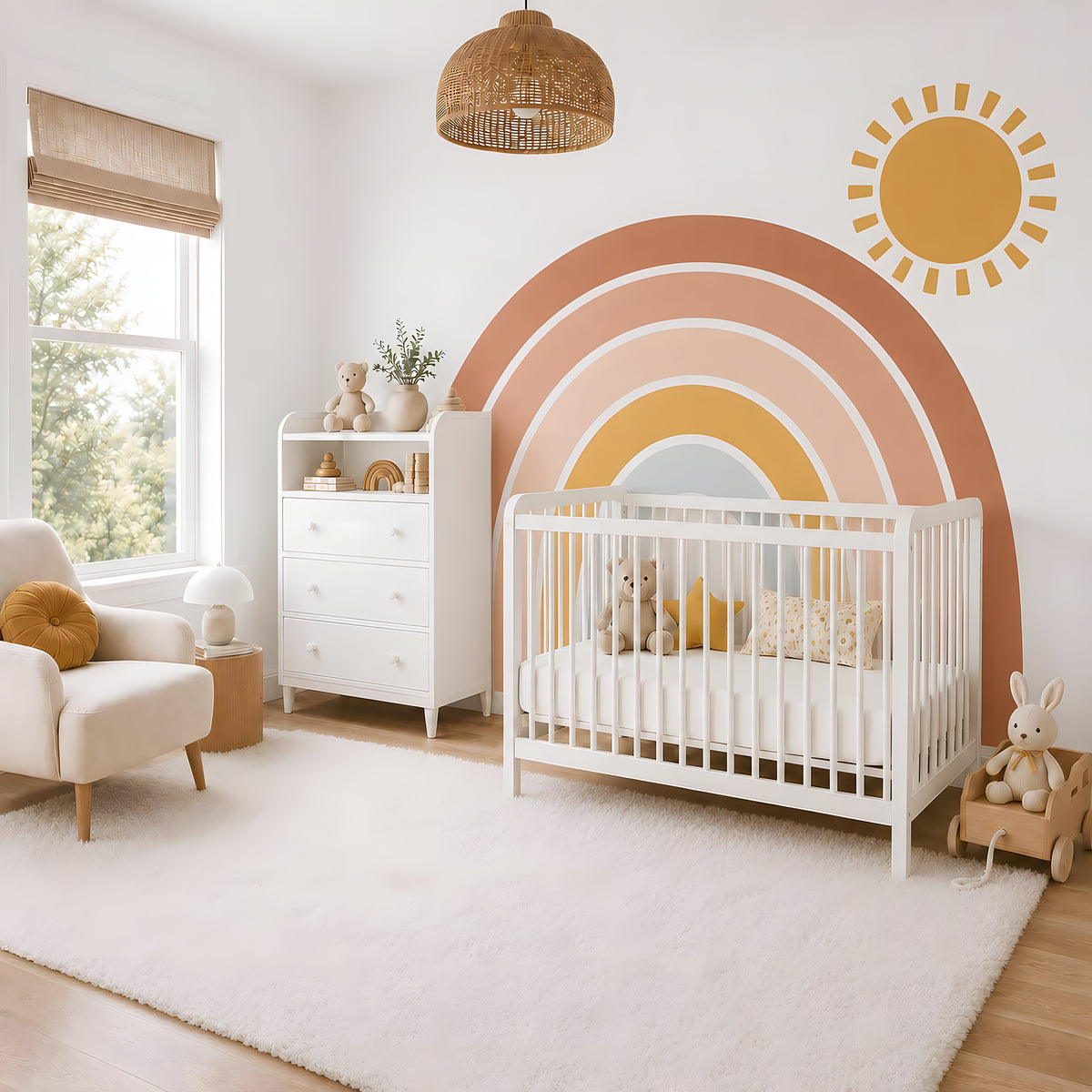Boho Sun and Rainbow Wall Decal