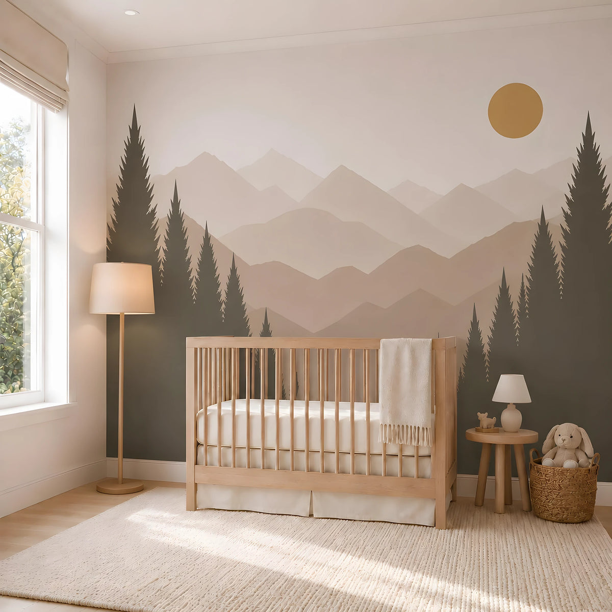 Evergreen Valley Mountain Forest Wall Decal