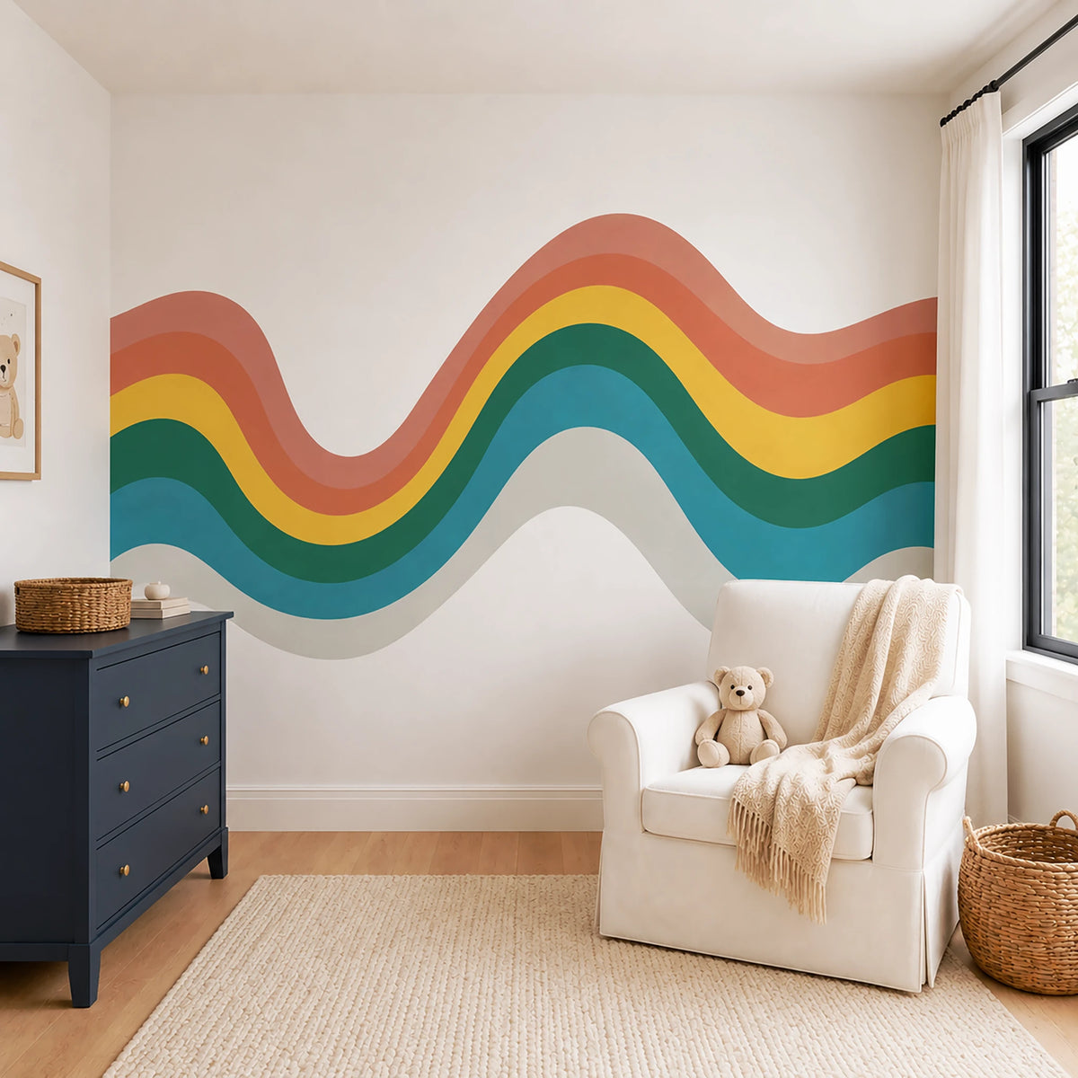 Wavy Rainbow Stripe Wall Decal