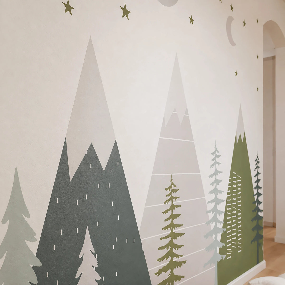 Large Geometric Mountain Wall Decal Set