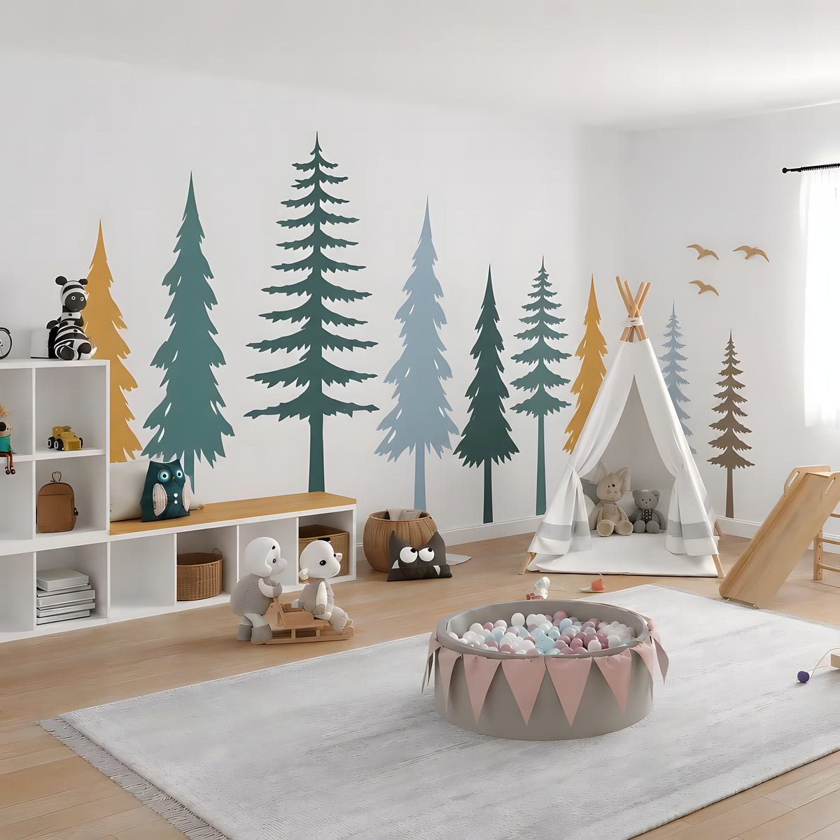 Evergreen River Pine Tree Wall Decal Set
