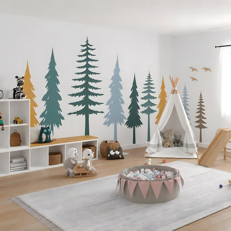 Evergreen River Pine Tree Wall Decal Set
