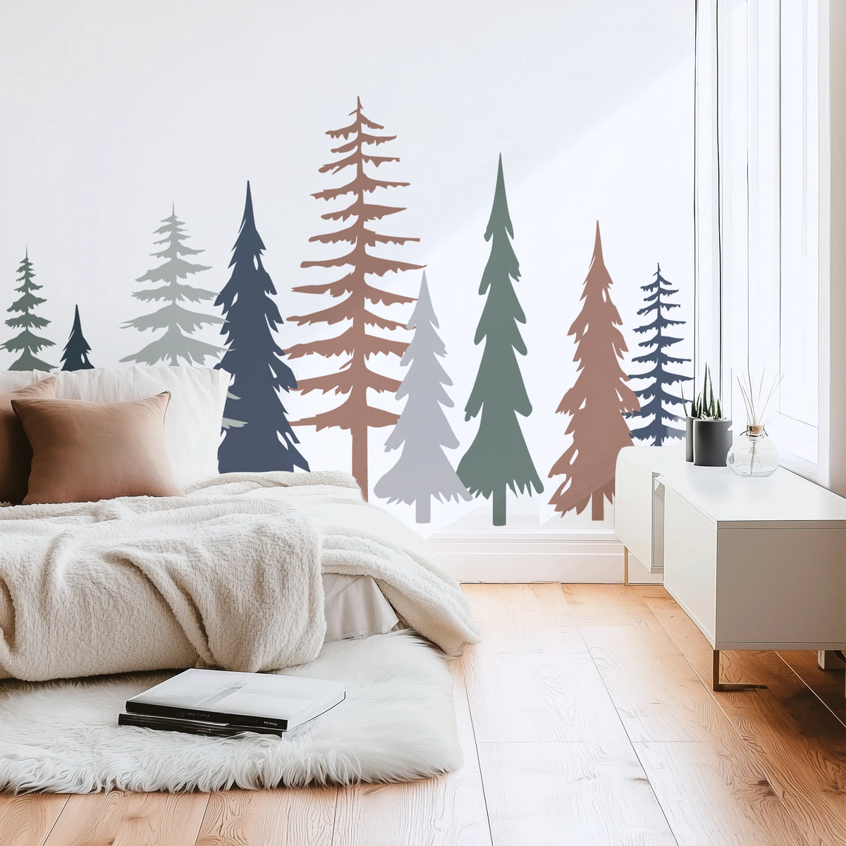 Pastel Pine Trees Wall Decals