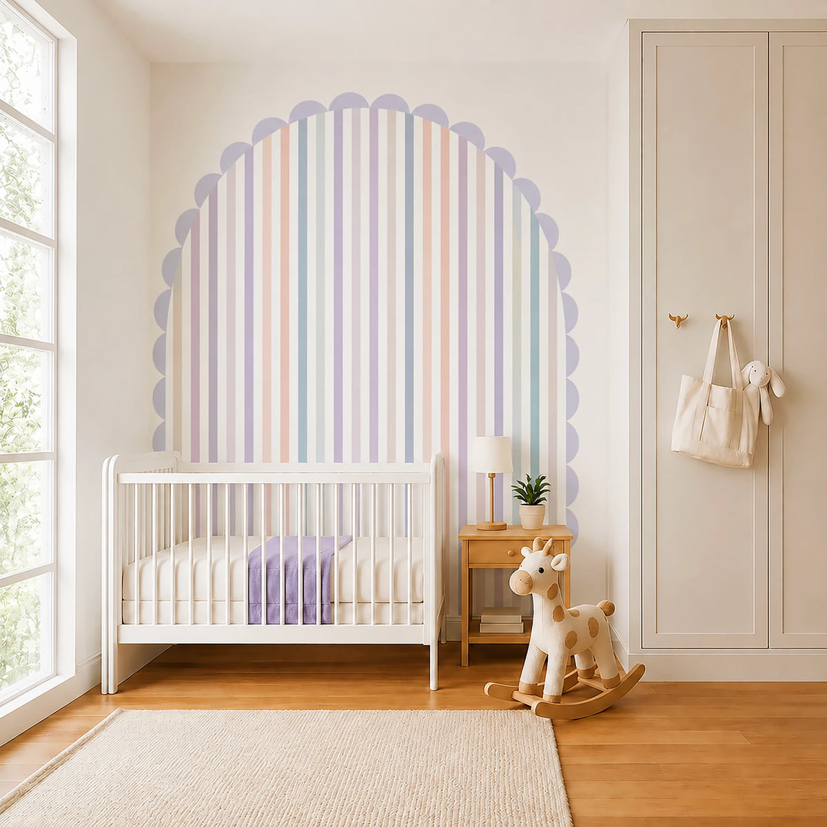 Pastel Rainbow Stripe Arch Wall Decal