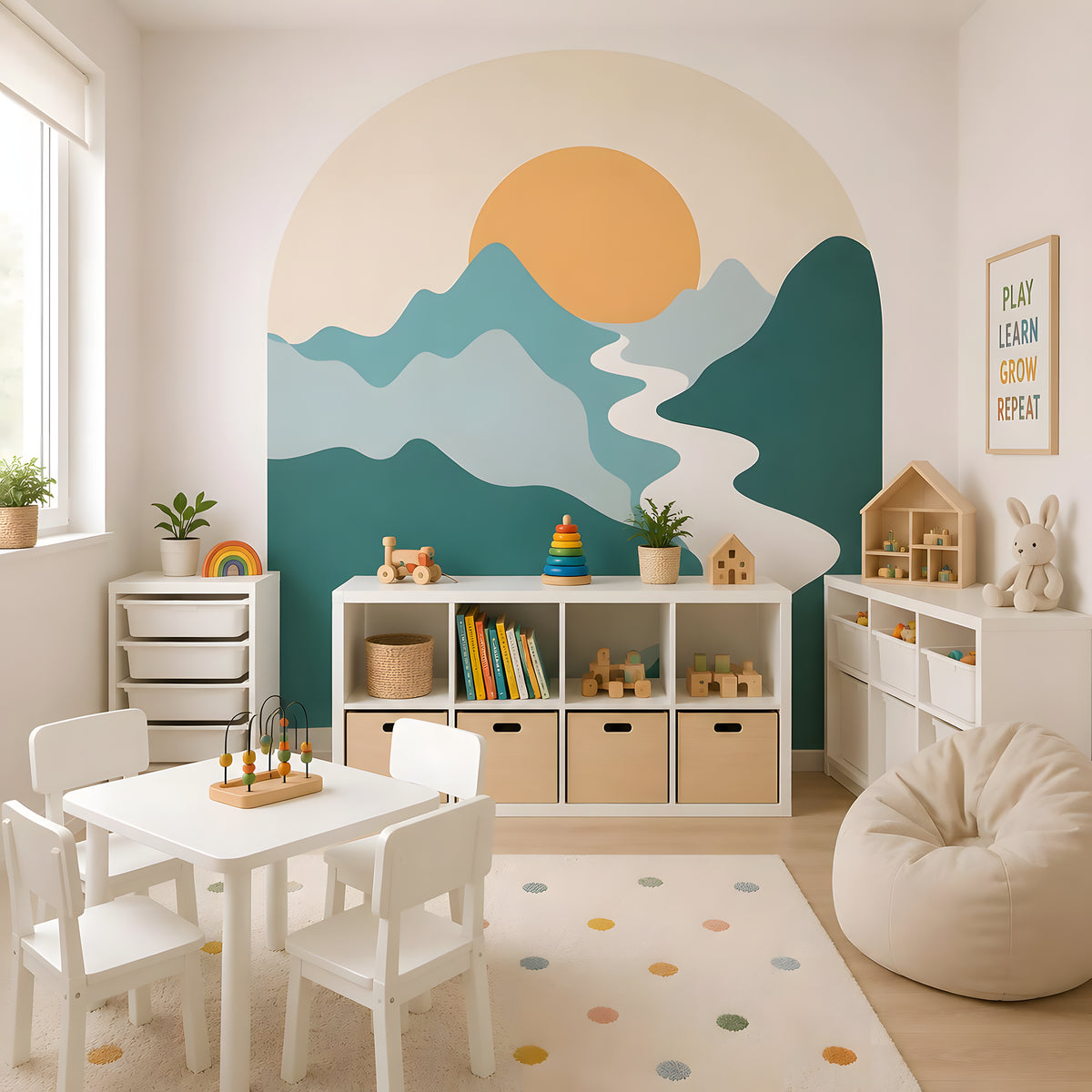 Teal River Mountain Arch Wall Decal