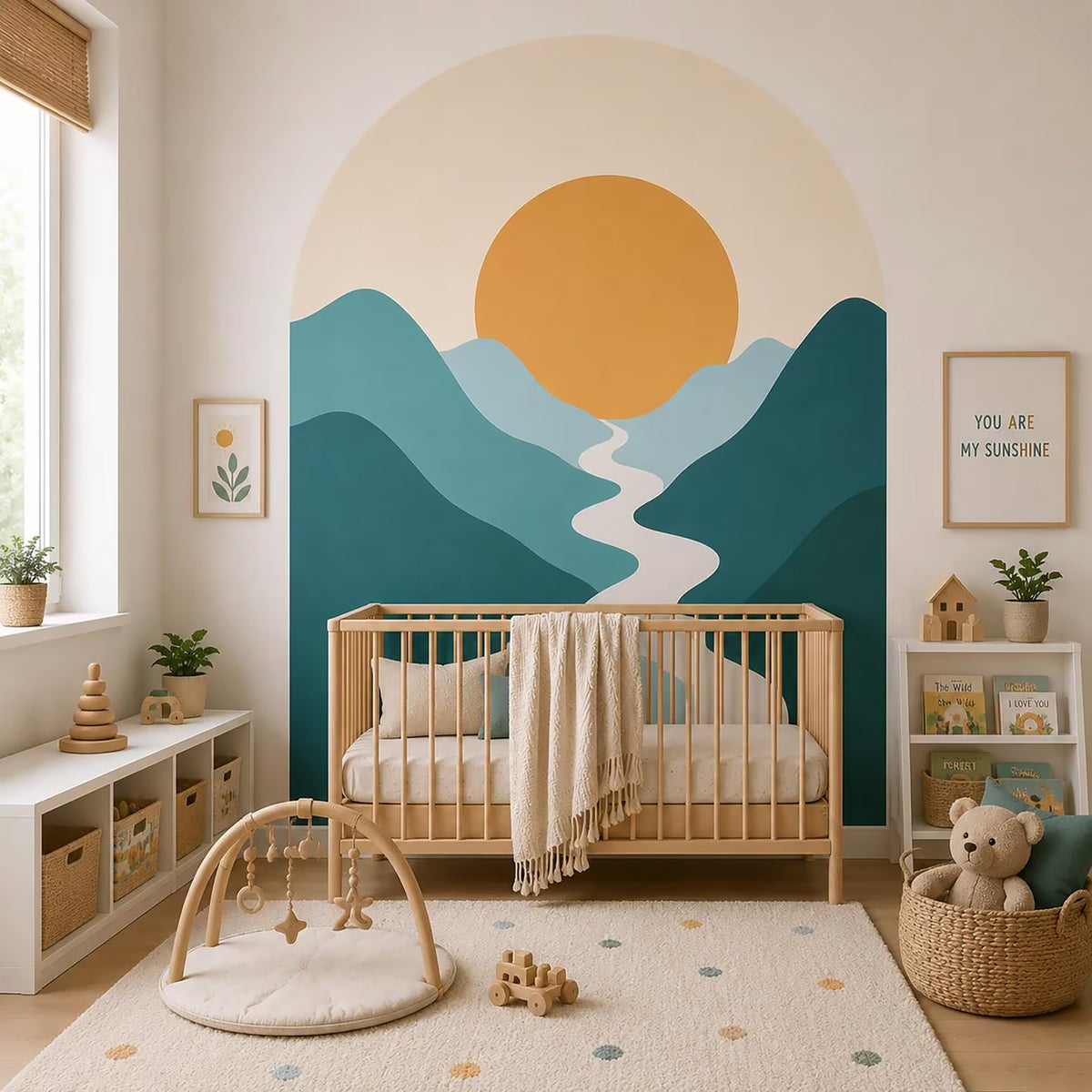 Teal River Mountain Arch Wall Decal