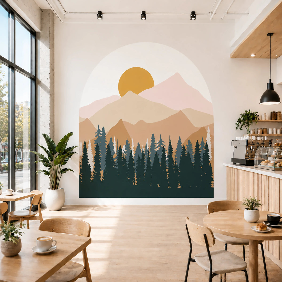Mountain Forest Arch Wall Decal