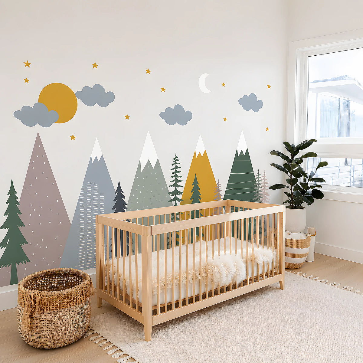Large Geometric Mountain Wall Decal Set