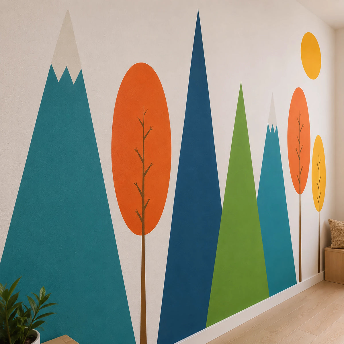 Boho Mountain Wall Decal Set Peel & Stick Kids Playroom Wall Decals ...