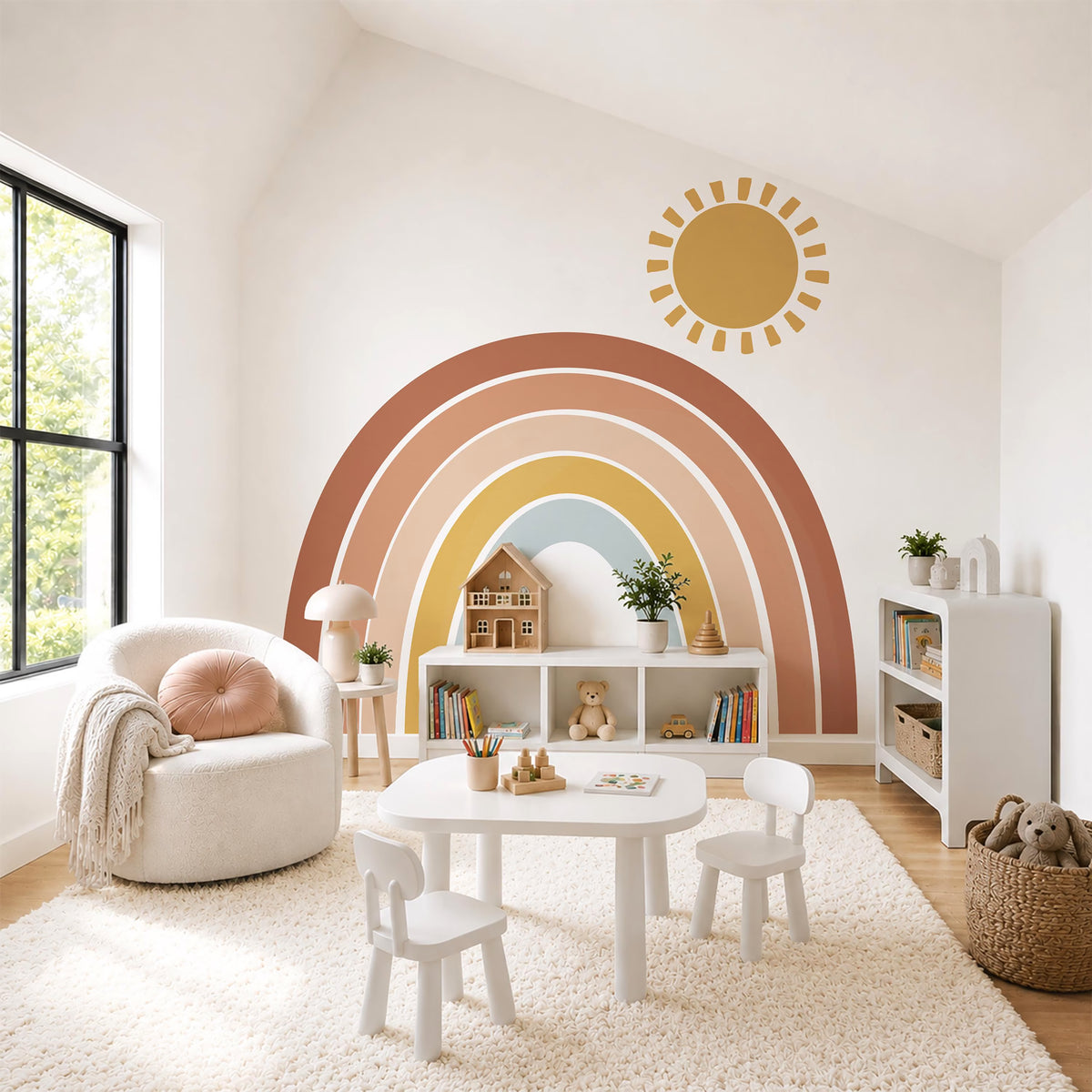 Boho Sun and Rainbow Wall Decal