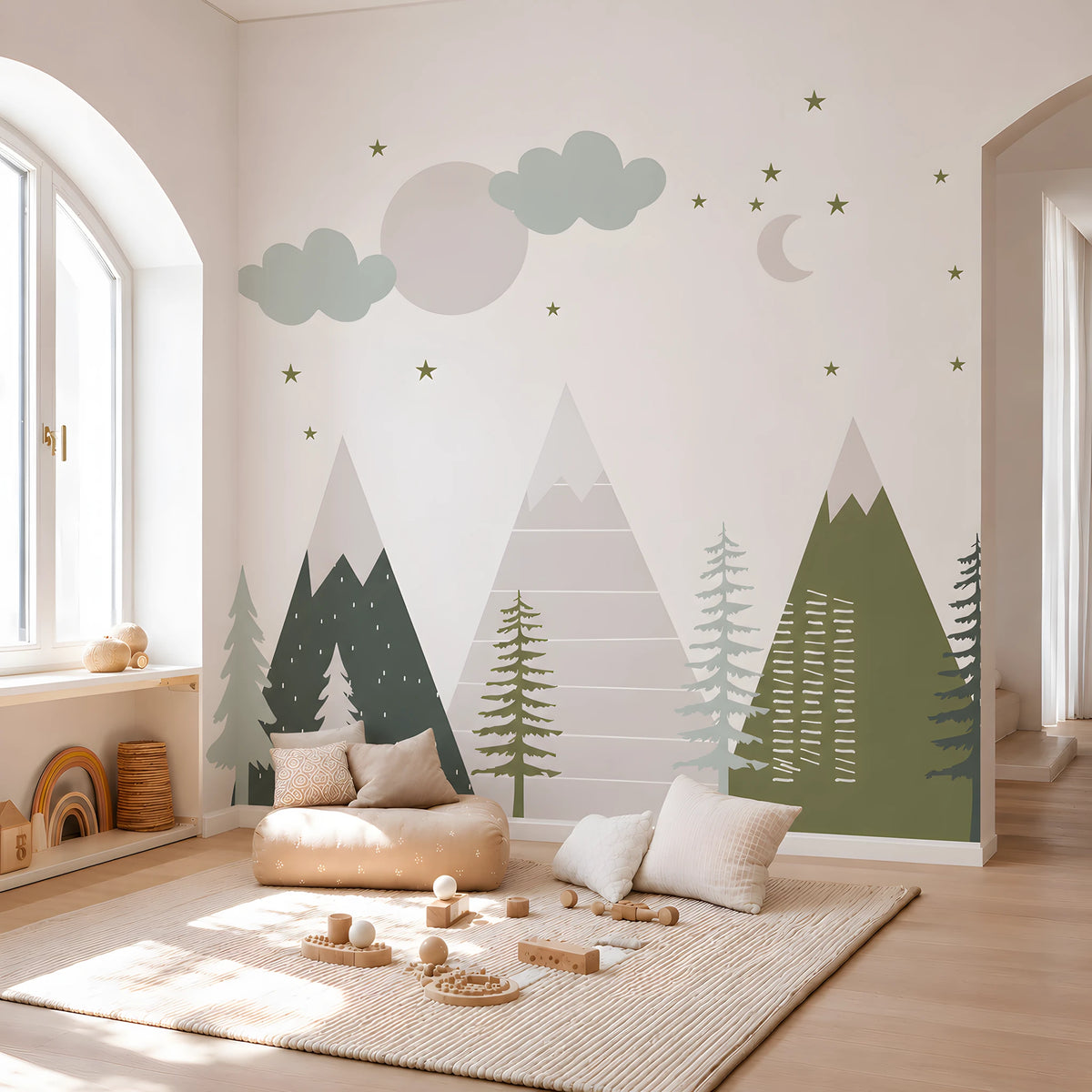 Large Geometric Mountain Wall Decal Set