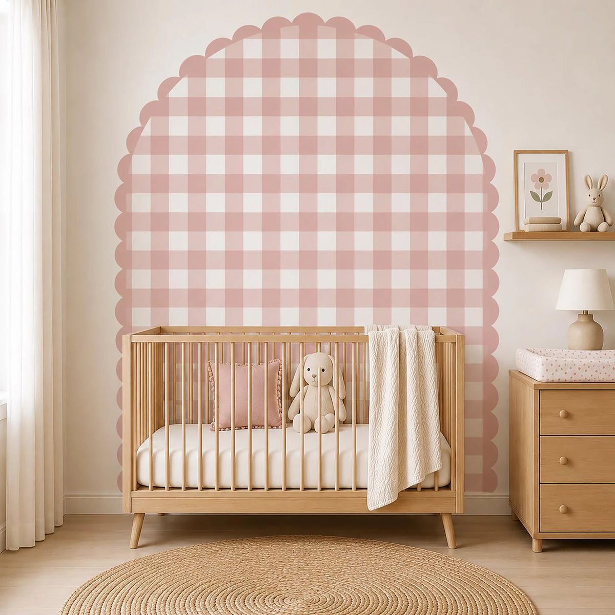 Gingham Scalloped Arch Wall Decal