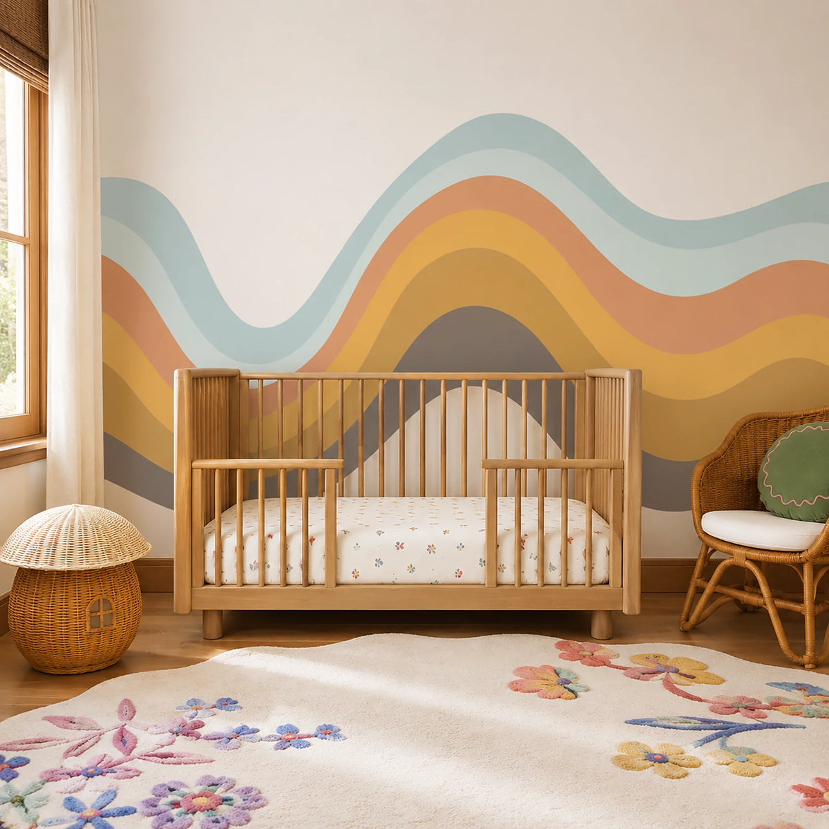 Wavy Rainbow Stripe Wall Decal