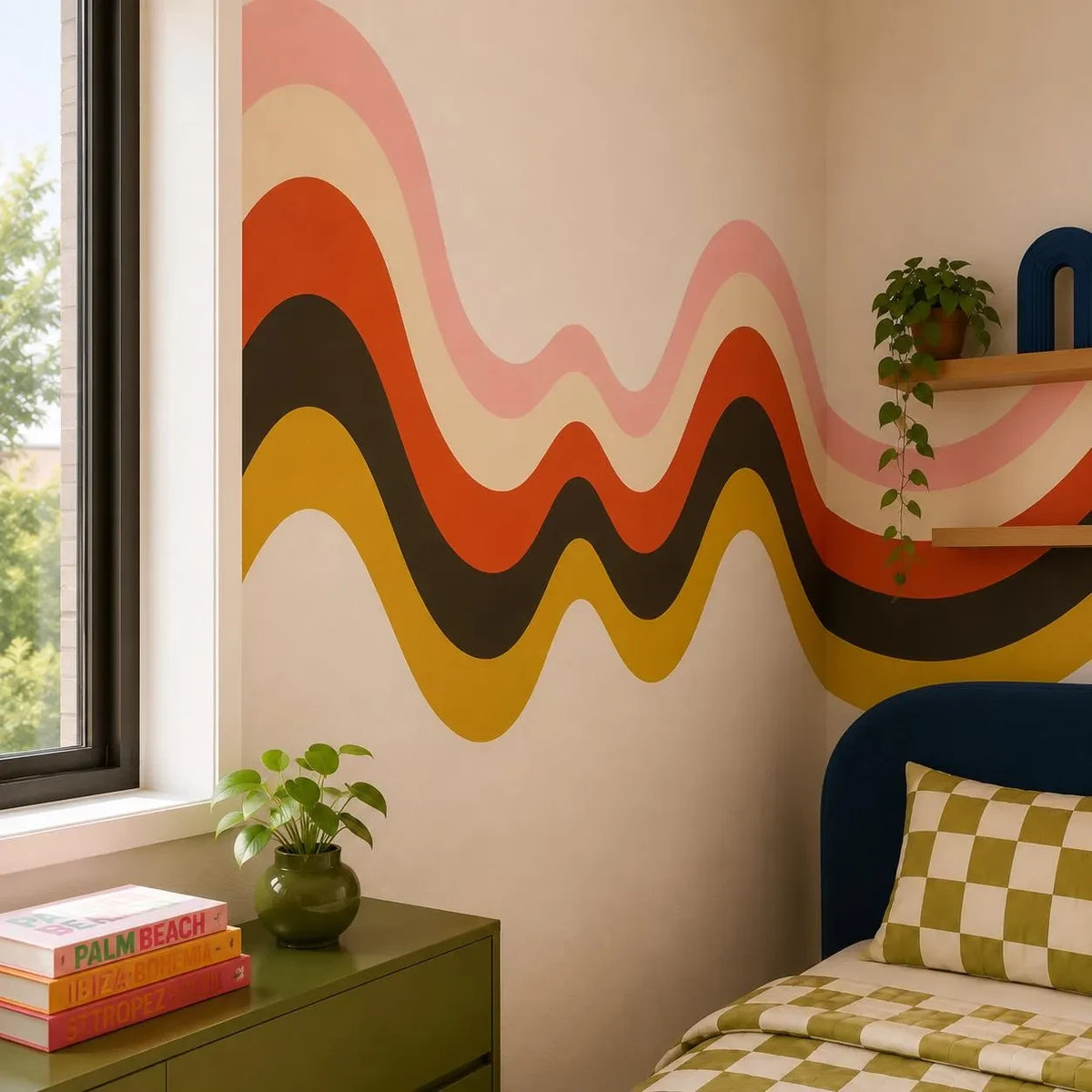 Retro Wavy Stripe Wall Decal