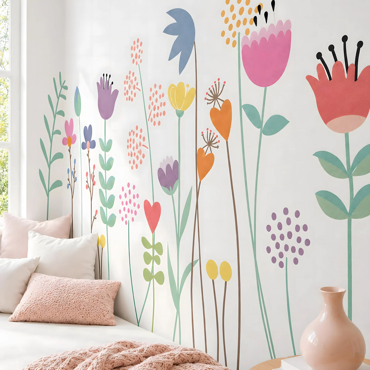 Peel and Stick Flower Garden Wall Decals