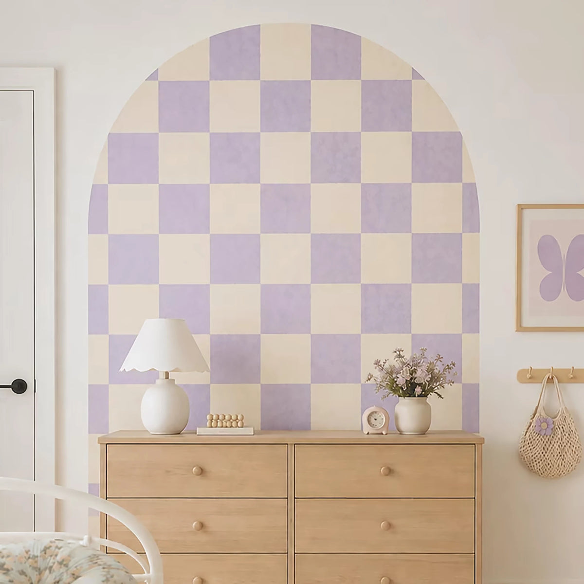 Lilac Checkerboard Arch Wall Decal