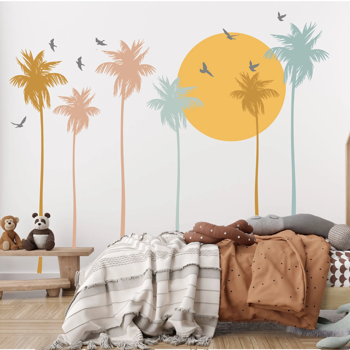Vintage Beach Palm Tree Wall Decals