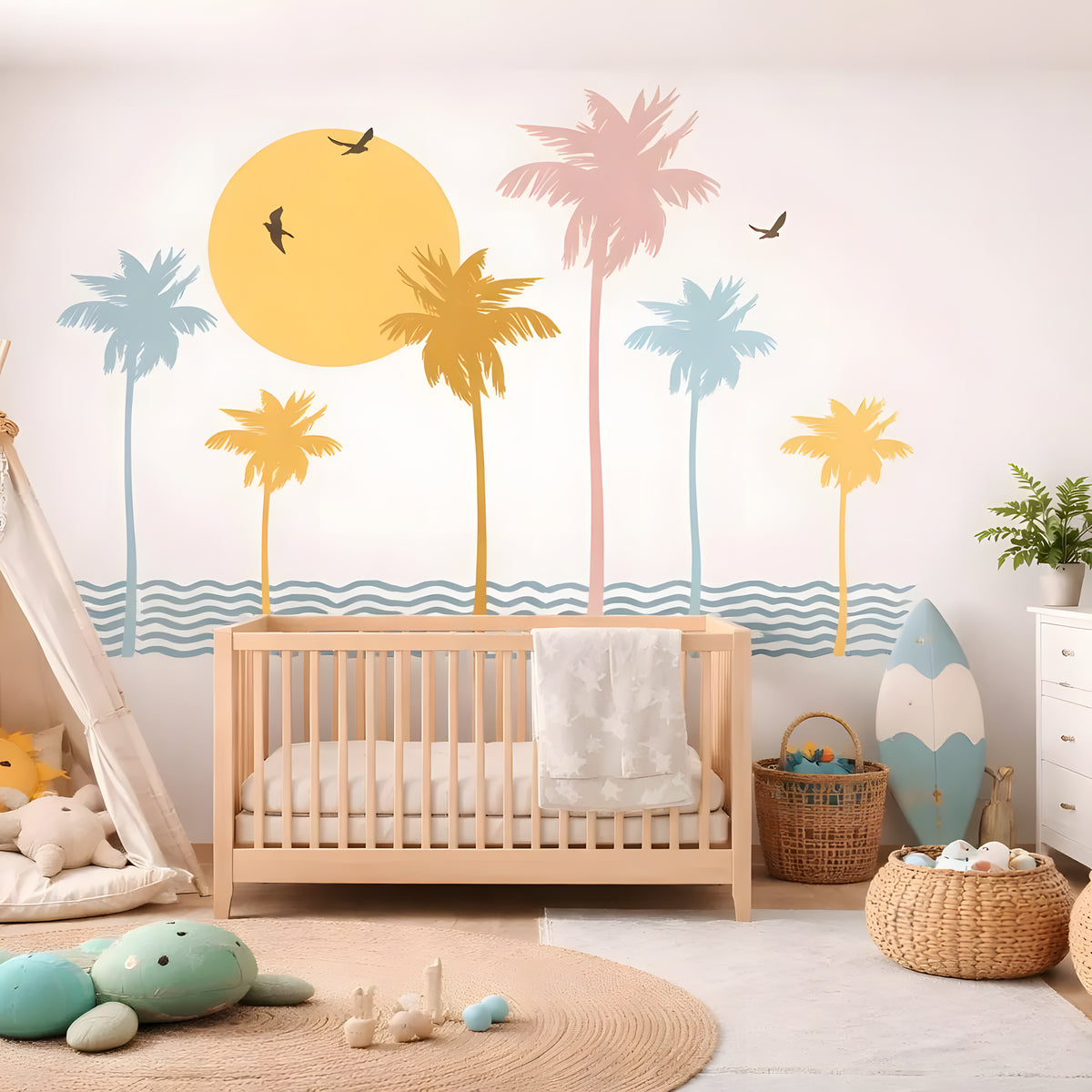 Retro Cali Palm Tree Wall Decals