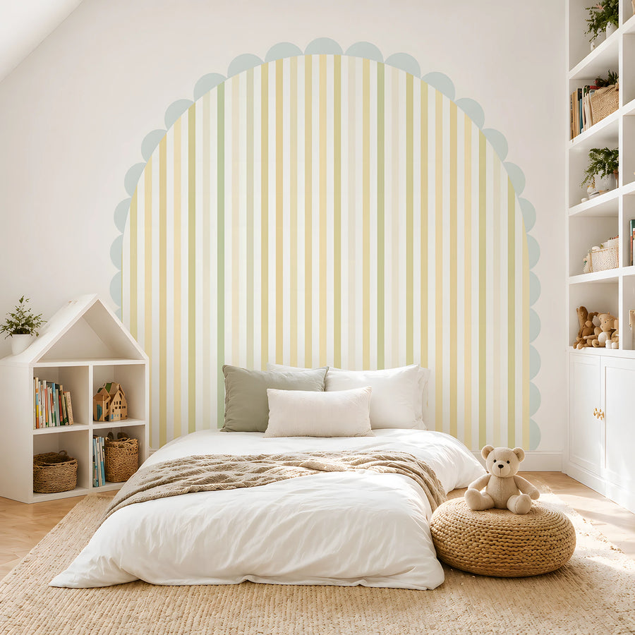 Whimsical Sage Striped Arch Wall Decal