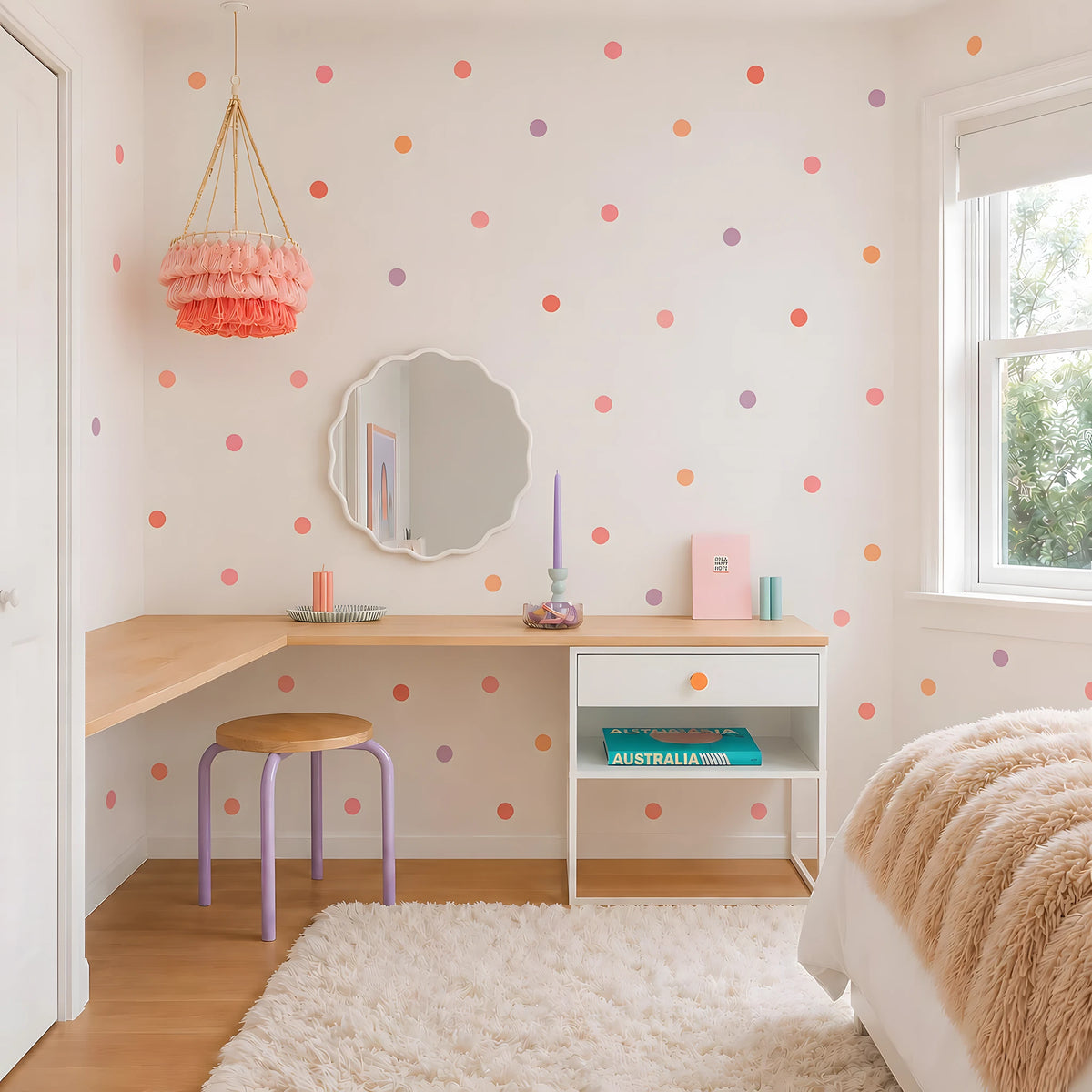 Peach Coral Confetti Dot Wall Decals