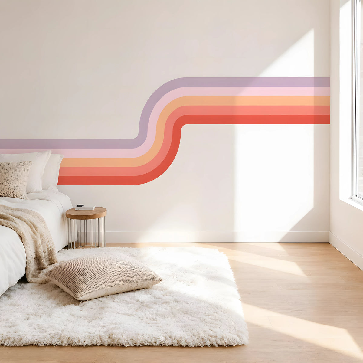 Pastel Rainbow Retro Curve Wall Decal