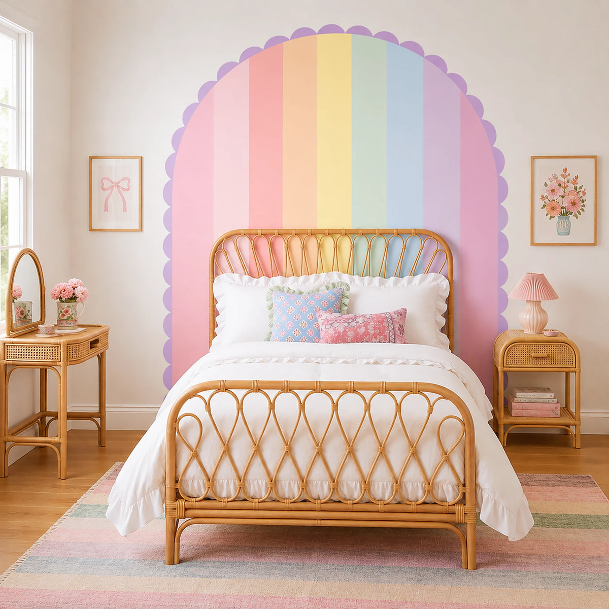 Muted Rainbow Scalloped Arch Wall Decal
