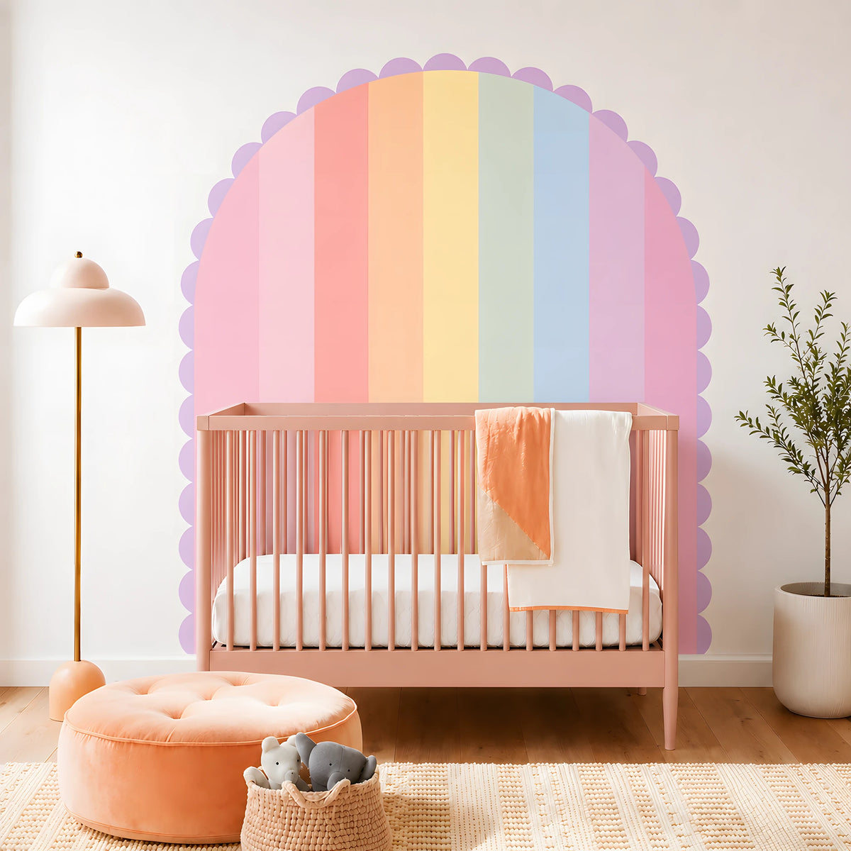 Muted Rainbow Scalloped Arch Wall Decal