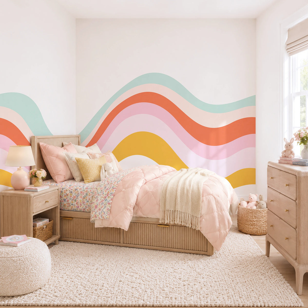 Wavy Rainbow Stripe Wall Decal