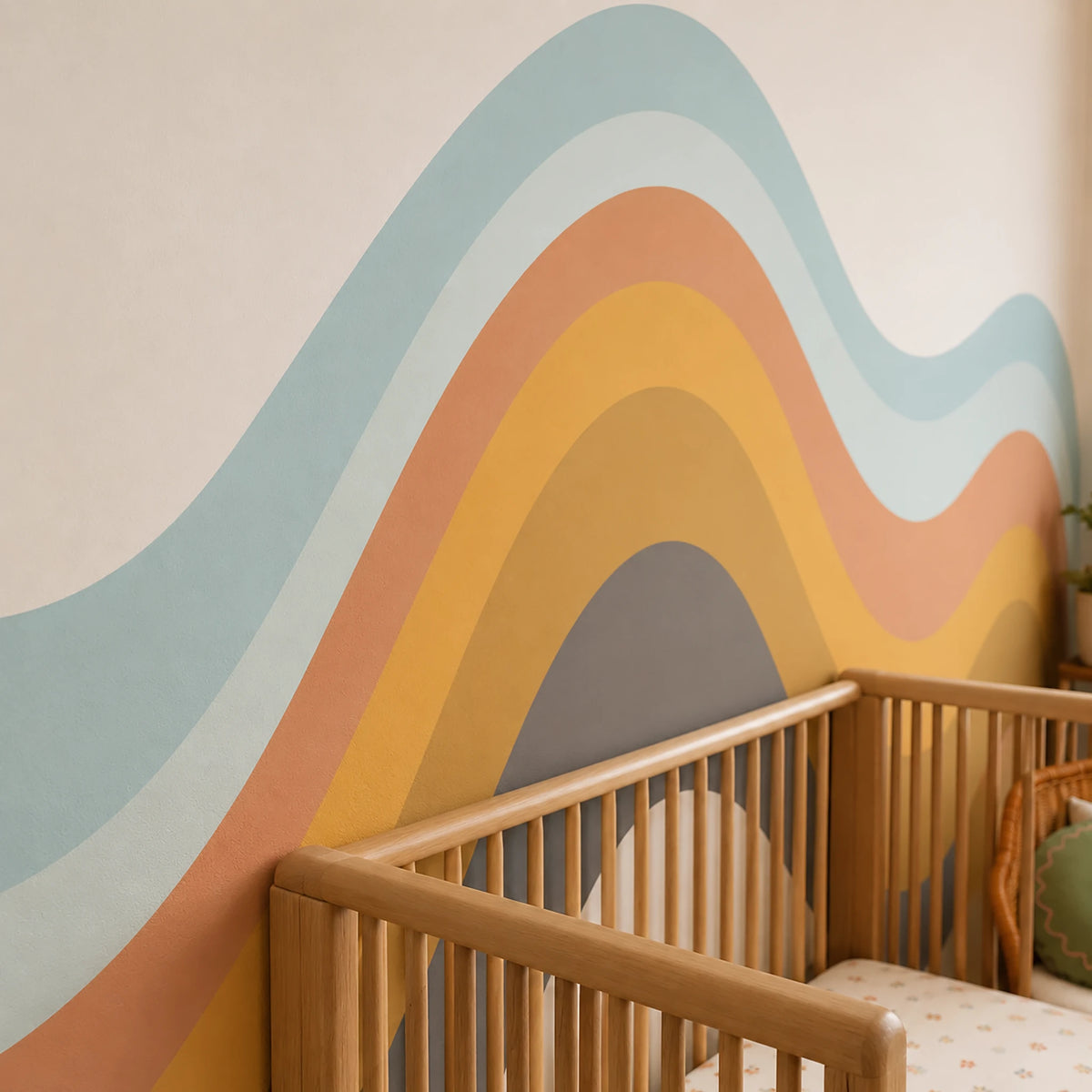 Wavy Rainbow Stripe Wall Decal