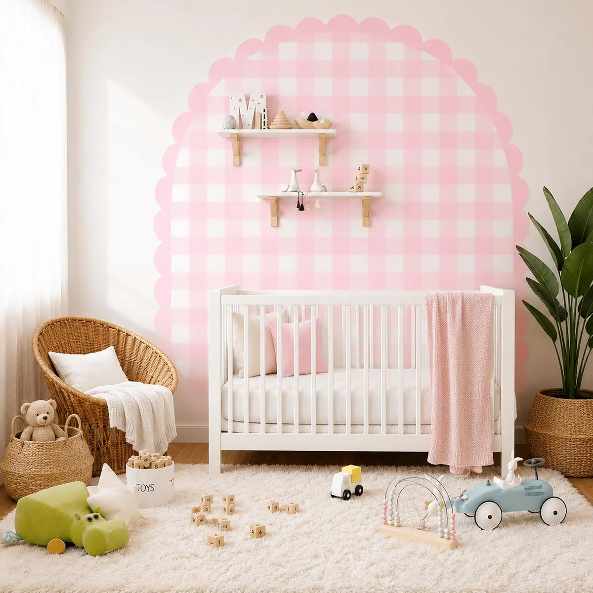Gingham Scalloped Arch Wall Decal