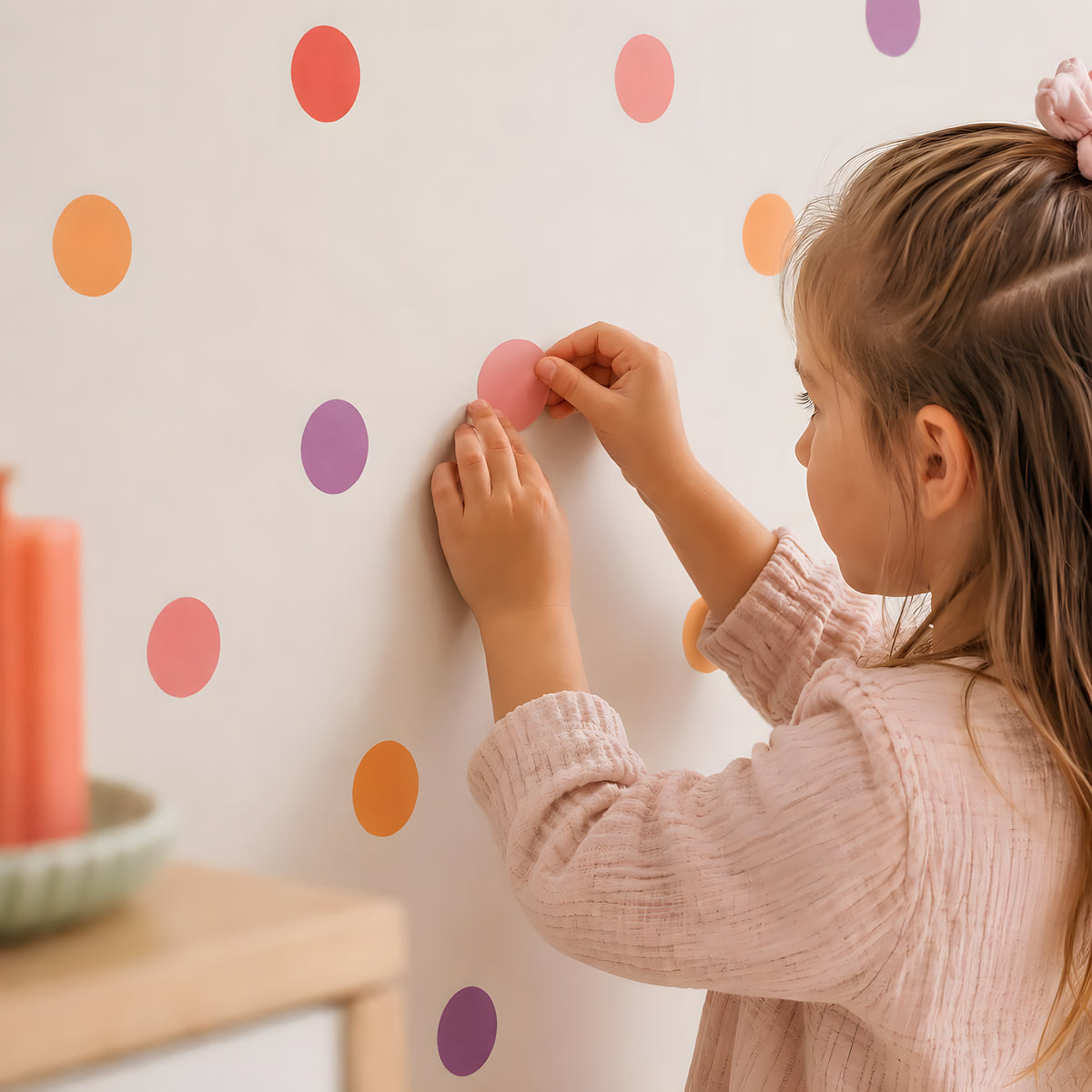 Peach Coral Confetti Dot Wall Decals