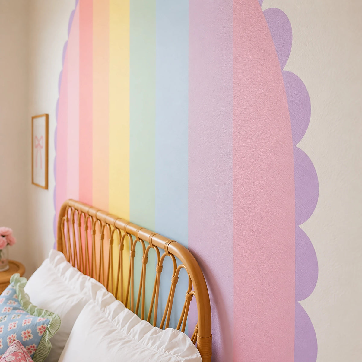 Muted Rainbow Scalloped Arch Wall Decal
