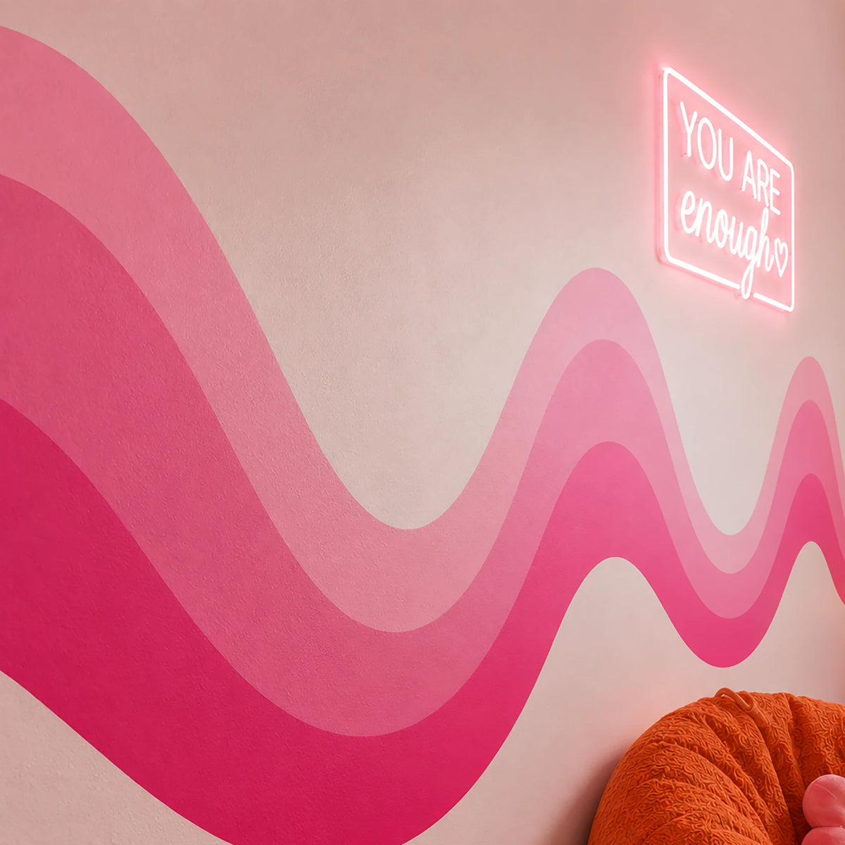 Pink Wavy Retro Rainbow Wall Decal