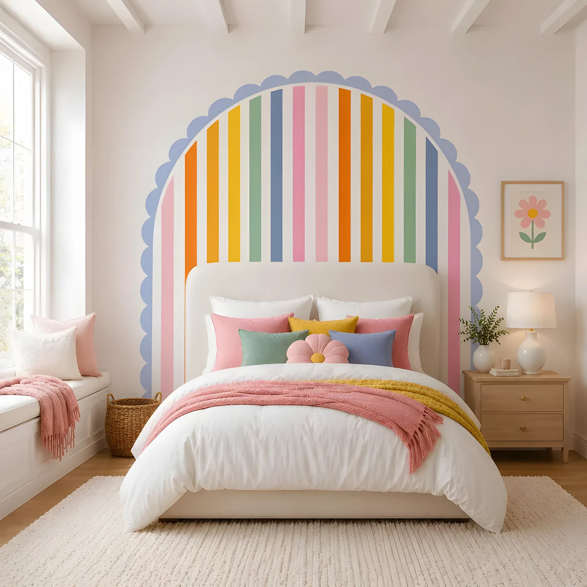 Rainbow Brights Scalloped Stripe Arch Wall Decal