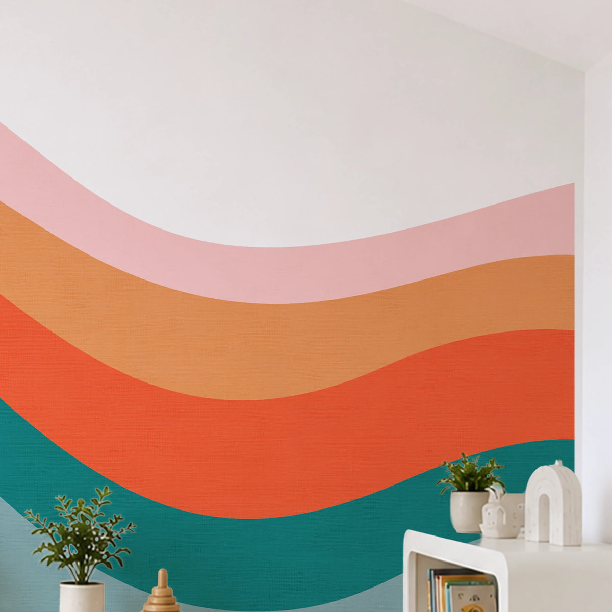 Wavy Rainbow Stripe Wall Decal