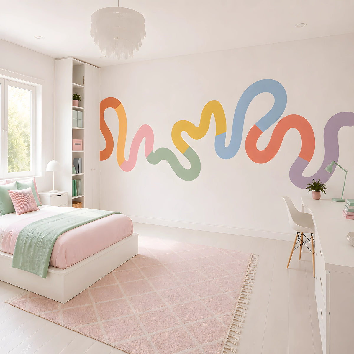 Colorful Squiggle Rainbow Wall Decal